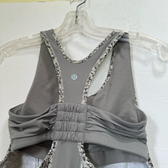 Lululemon Tone It Tank Top Bra Stretch Mesh Pocket Ruched Run Yoga Neutral Crew - Picture 4 of 16